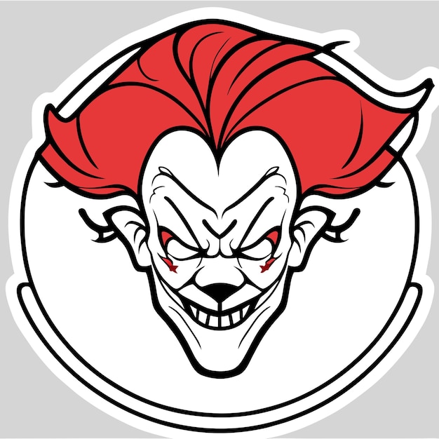 Clownhead joker mascotte logo met de hand getekend vlakke stijlvolle cartoon sticker icoon concept geïsoleerd