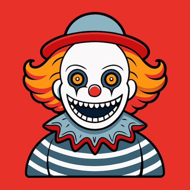 Vettore clown scherzatore buffone comico giocoliere mascotte disegnate a mano personaggi di cartoni animati adesivo concetto di icona