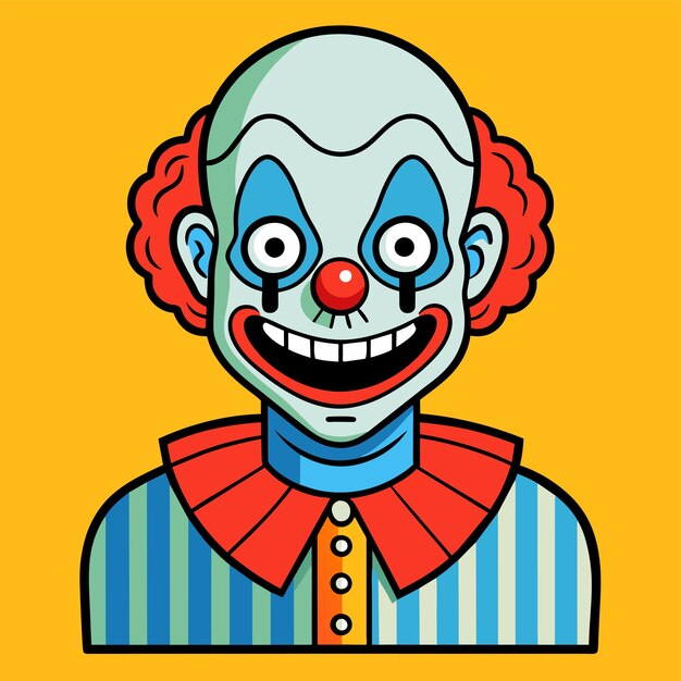 Vettore clown scherzatore buffone comico giocoliere mascotte disegnate a mano personaggi di cartoni animati adesivo concetto di icona