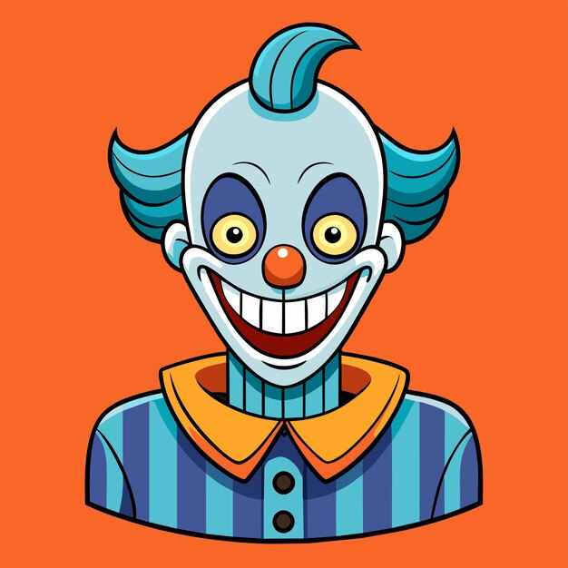 Vettore clown scherzatore buffone comico giocoliere mascotte disegnate a mano personaggi di cartoni animati adesivo concetto di icona