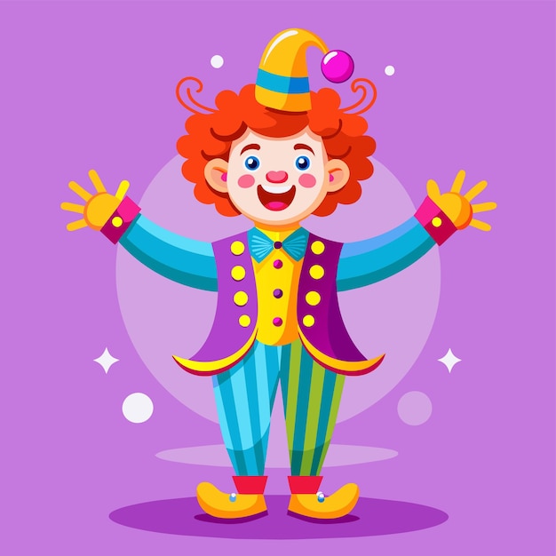 Clowns joker buffoon comedian juggler hand drawn mascot cartoon character sticker icon concept