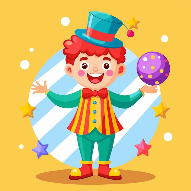 Vector clowns joker buffoon comedian juggler hand drawn mascot cartoon character sticker icon concept