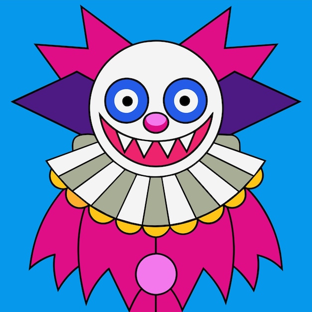 Clowns joker buffoon comedian juggler hand drawn mascot cartoon character sticker icon concept