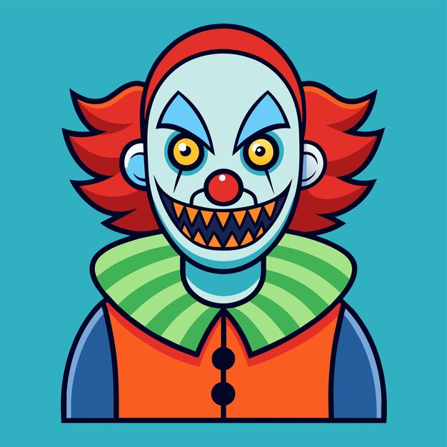 Vettore clown scherzatore buffone comico giocoliere mascotte disegnate a mano personaggi di cartoni animati adesivo concetto di icona