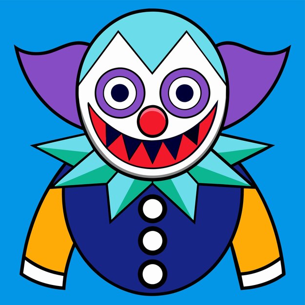 Clowns joker buffoon komiek jongleur met de hand getekende mascotte cartoon personage sticker icoon concept