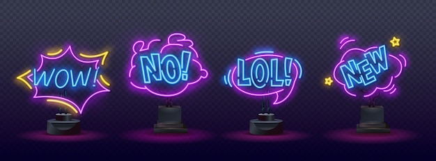 Clowns neon signs set