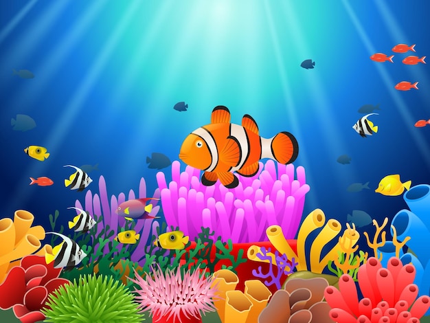 Clownvis onder de zee Vector illustratie