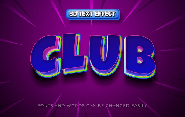 Club 3d editable text effect style