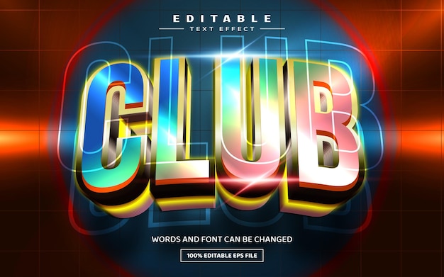 Club 3d editable text effect template