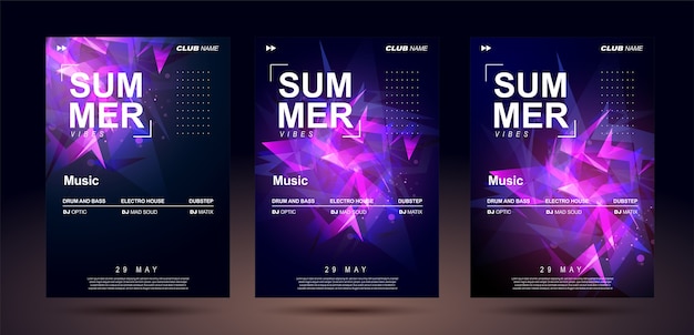 Club banner design. music poster templates for bass electronic music