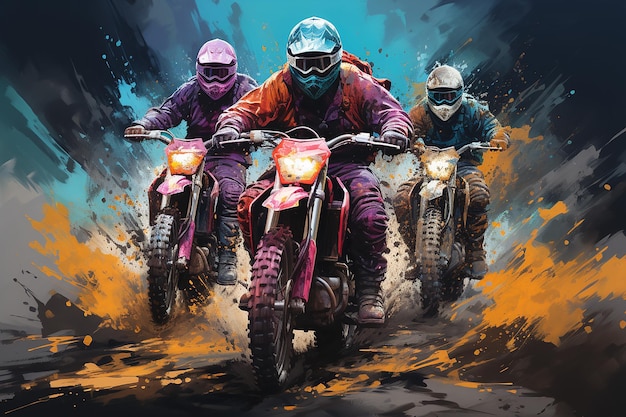 Club bicycle bikes race sport extreme illustration Dirtbike moto racing simple modern vector Premium AI generated vector