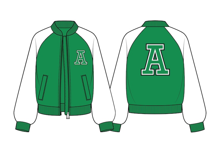 Vector クラブ・ボンバー・ジャケット 緑と白のカジュアル服