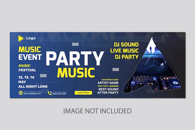 Vector club dj party concert flyer social media post and web banner template