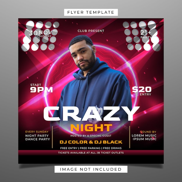 Vector club night party flyer template