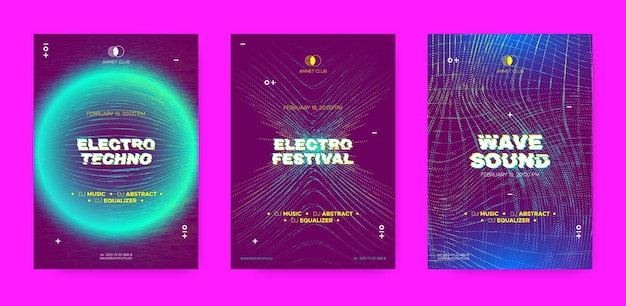 Club posters design electronic music abstract neon posters