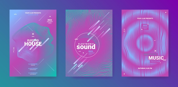 Club posters design electronic music abstract neon posters