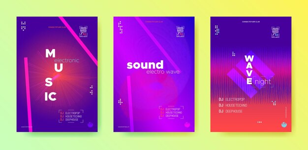 Club posters design electronic music abstract neon posters