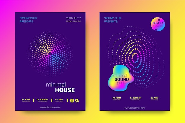 Club posters design electronic music abstract neon posters