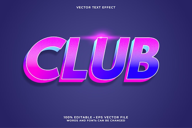 Vector club text, editable font effect