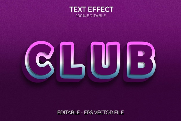 Клубный текстовый эффект неоновый свет редактируемый жирный стиль текста премиум векторы