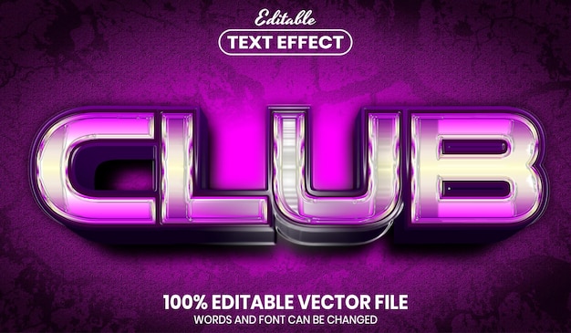 Club text, font style editable text effect