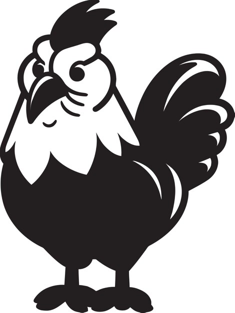 Vector clucking classics monochrome emblem illustrating chicken harmony plucky palette sleek black vector