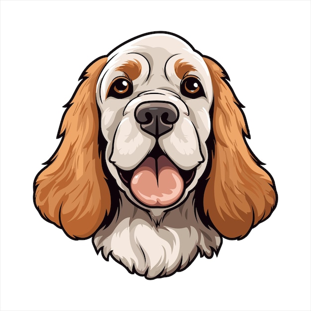 Clumber Spaniel Hondenras Leuke Cartoon Kawaii Karakter Dier Huisdier Geïsoleerde Sticker Illustratie