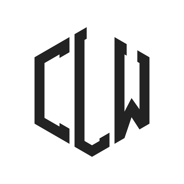CLW 로고 디자인 초기 글자 CLW 모노그램 로고는 육각형 모양을 사용합니다.