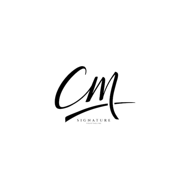 Vector cm initial signature logo handwriting logo template vector