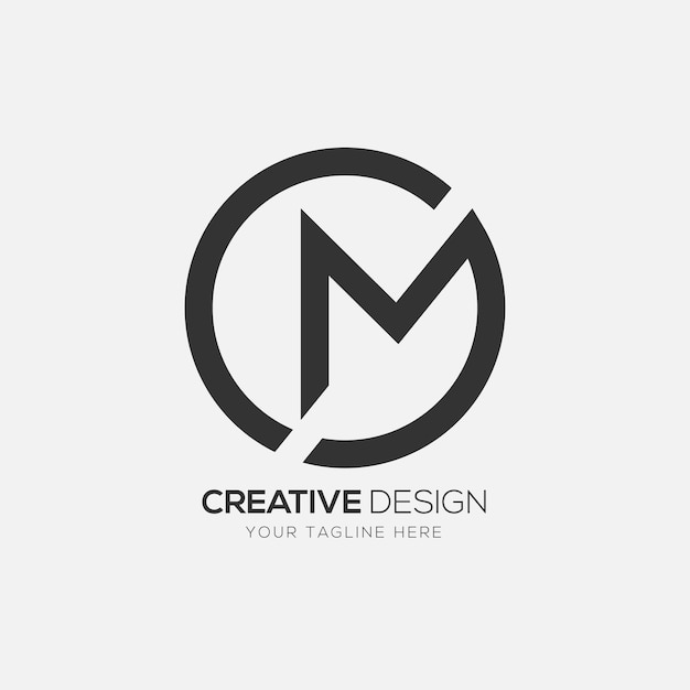 Vector cm or mc circle shape branding minimal logo