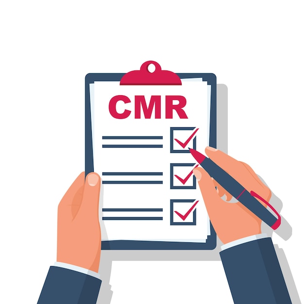 Concetto cmr. documento di spedizione. logistica mondiale. contratto di distribuzione. documenti di trasporto.