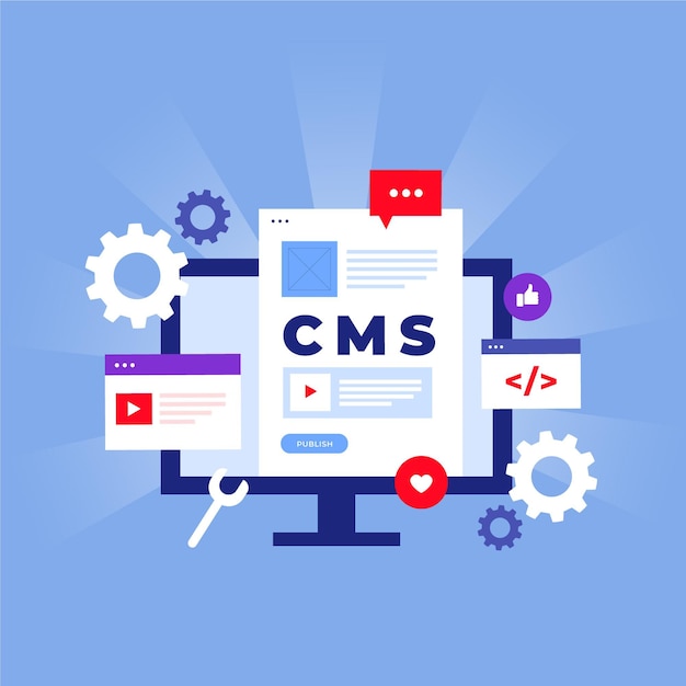 Иллюстрация концепции cms в плоском дизайне