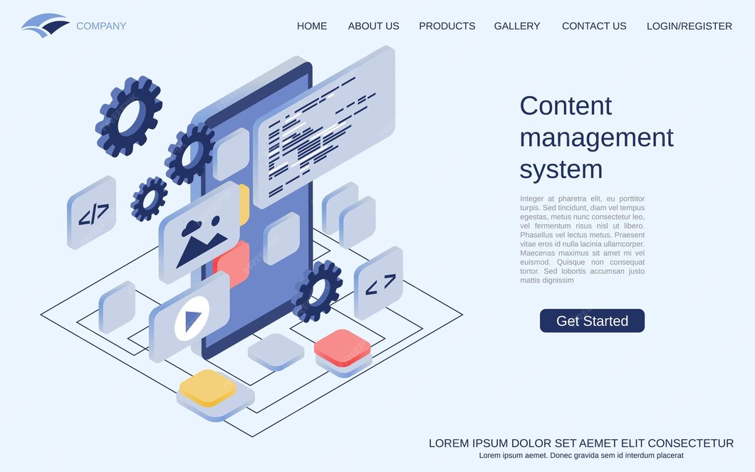 Premium Vector | Cms development, program coding, website interface ...