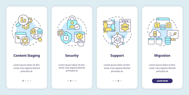 CMS-functionaliteit onboarding mobiele app-scherm