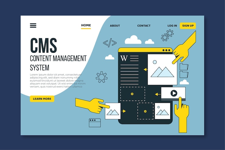 Vector cms landing page flat design