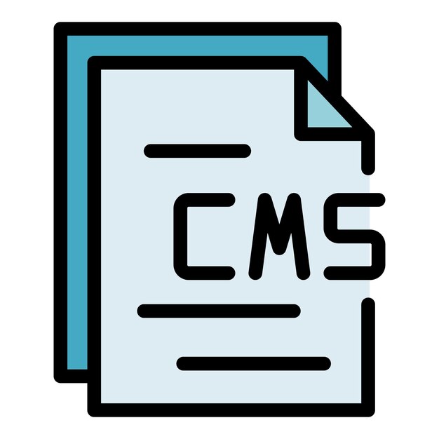 Cms paper icon outline vector Web design Graphic code color flat