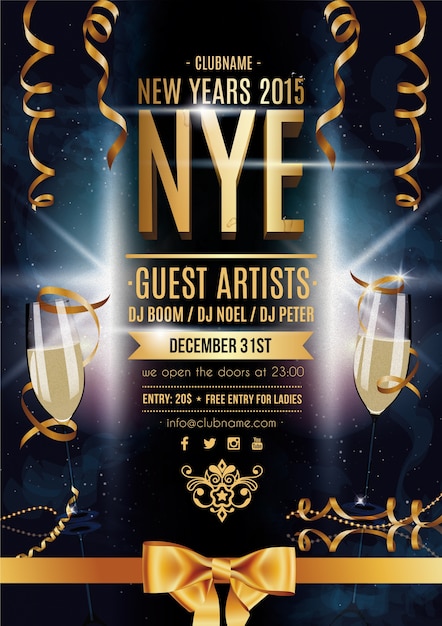 Cmyk new year party flyer