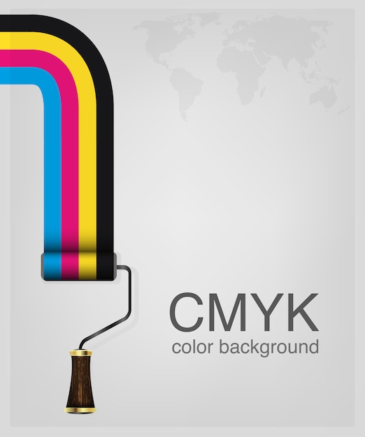 Vettore cmyk. rullo di vernice per colori a stampa.