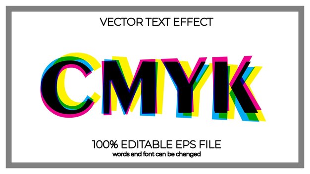 Effetto di testo cmyk retro editabile stile eps effetto di testo editabile