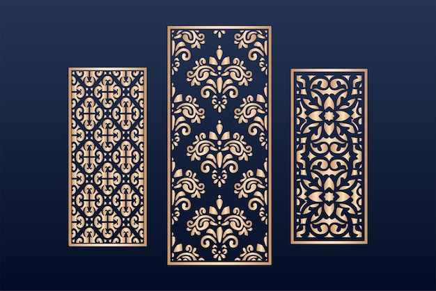 cnc Laser cut panel template set with islamic pattern