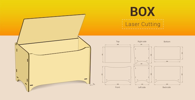 Vettore cnc. scatola di taglio laser. nessuna colla. illustrazione.