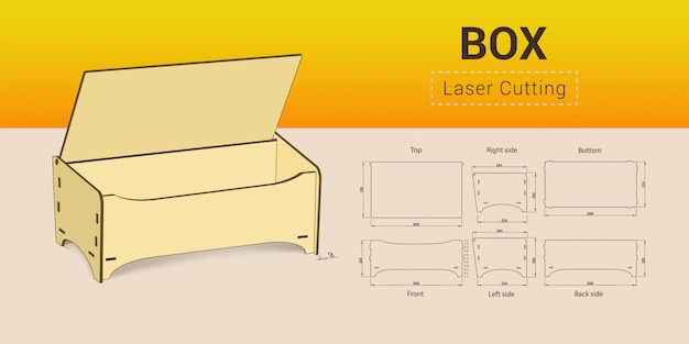 Vector cnc. lasersnijden doos.