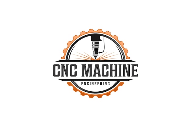 CNC Lathe machine Logo Computer Numerical Control modern 3D cutting technology design manufacturing