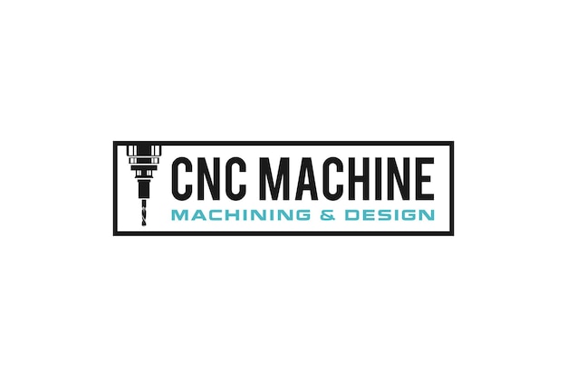 CNC 선반 기계 로고 컴퓨터 수치 제어 현대 3D 절단 기술 디자인 제조