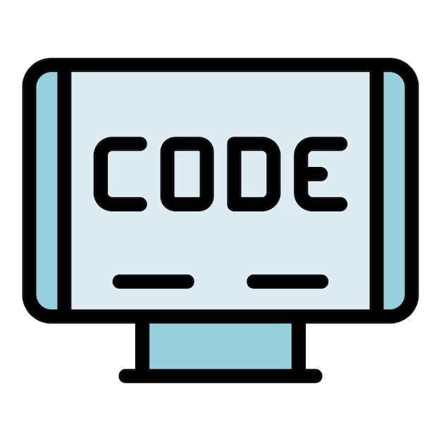 Cnc machine code icon outline vector Work tool Laser factory color flat