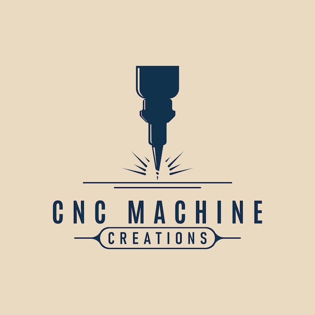 cnc machine modern technology factory logo design template vector illustration design