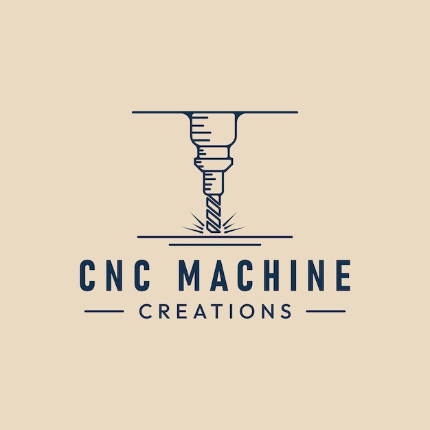 cnc machine moderne technologie logo lijn kunst vector illustratie ontwerp