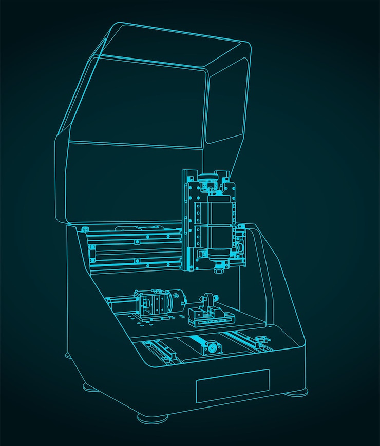 Vector cnc milling illustration