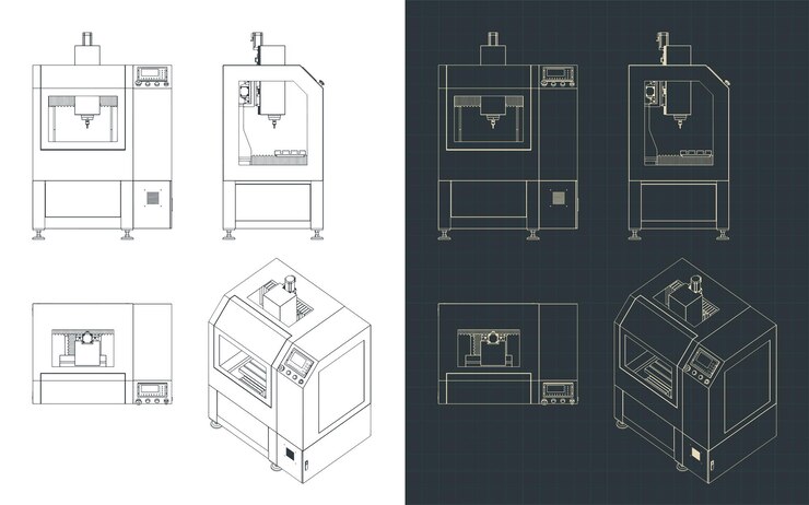 Vector cnc pcb drilling and routing machine blueprints