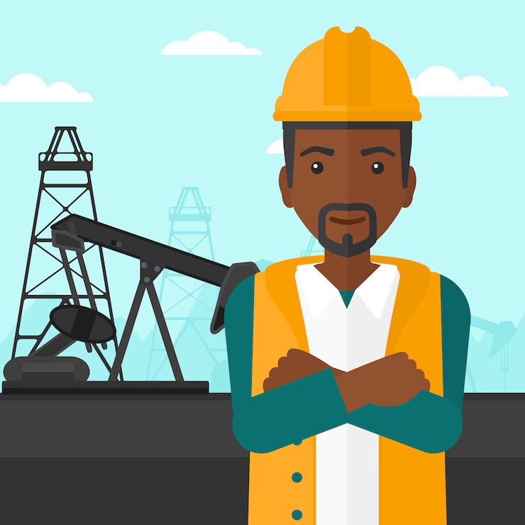 Vector cnfident oil worker.